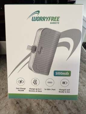 WorryFree Gadgets 5000mAh Portable Power Bank PD20W Fast USB-C Charger with Stan